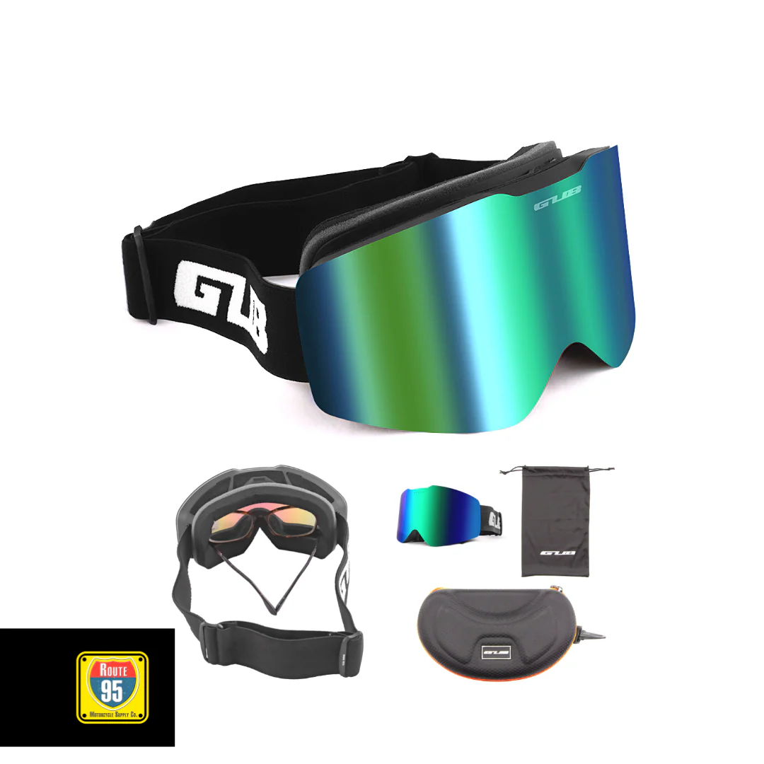 GUB Rally Pro Goggles- Matte Black-Green Lens - Image 5